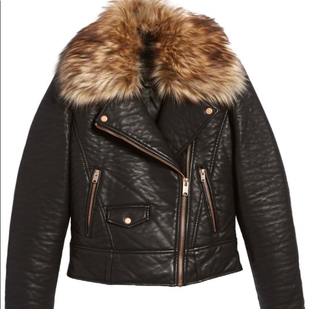 Andrew Marc Faux leather jacket medium burgundy